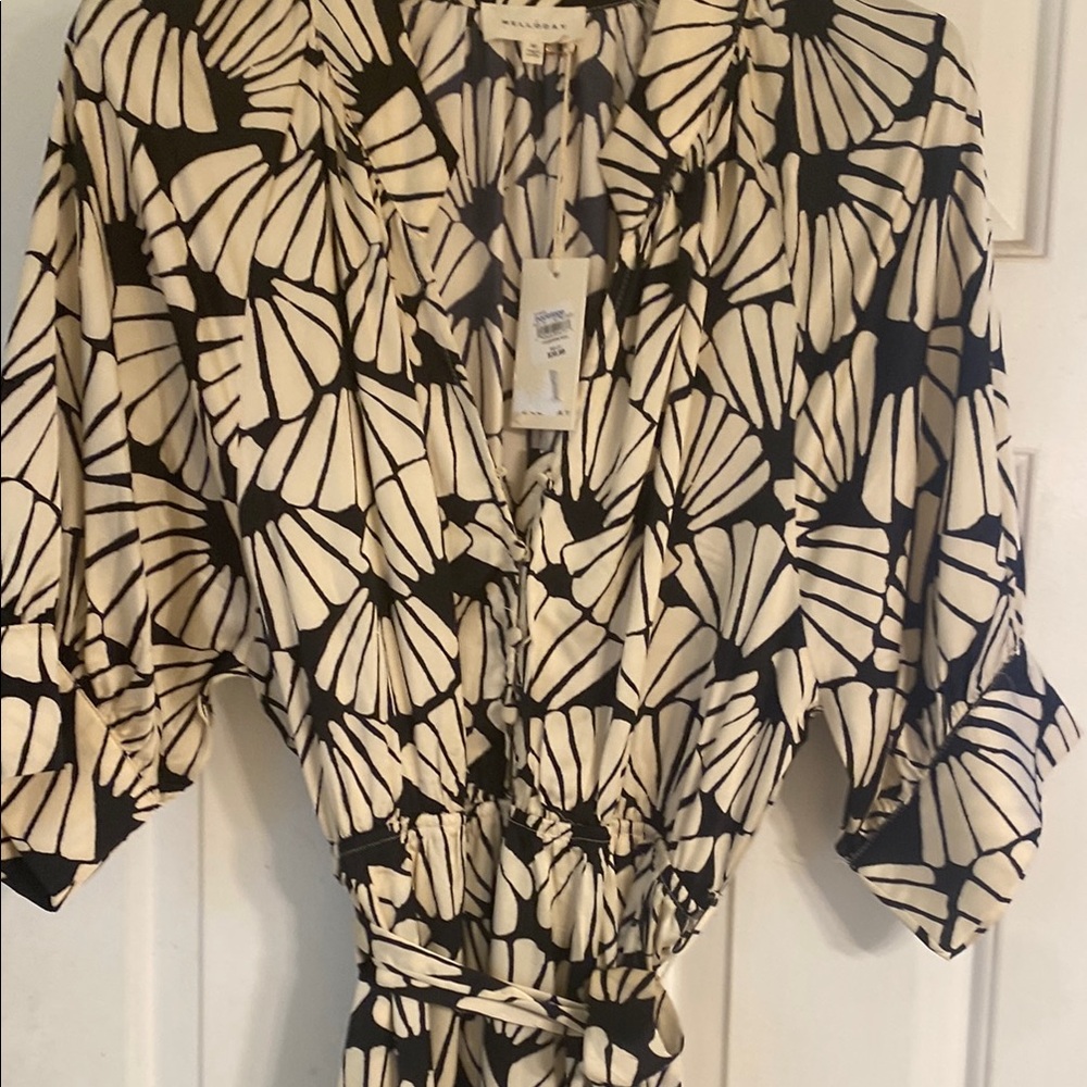 Anthropologie, Macy's Black and White Dolman Sleeve Jumpsuit - Picture 9 of 9